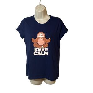Lazy Day Vibes Sloth Shirt Keep Calm Funny Graphic Tee Youth XL